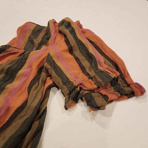 American Eagle Outfitters Women multi-color Blouse Small Bohemian Stripped Puffy - Picture 8 of 8